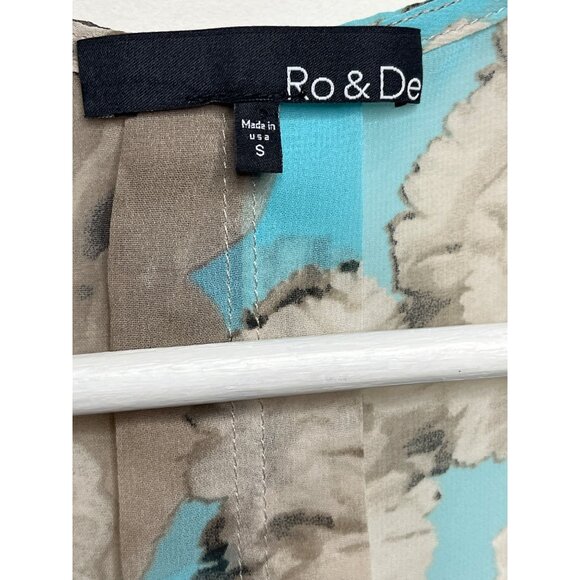 Ro and De Top Womens Small Shirt Blouse Blue Brown Floral Sleeveless Casual Work - Picture 8 of 13